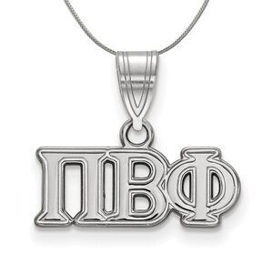 Sterling Silver Pi Beta Phi Medium Greek Necklace - 24 Inch